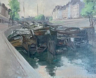 Jan Vochoč, Nábřeží Seiny, Paříž, olej na dřevěné desce, nedat. (cc. 1913), 540x640mm; Soukromá sbírka.